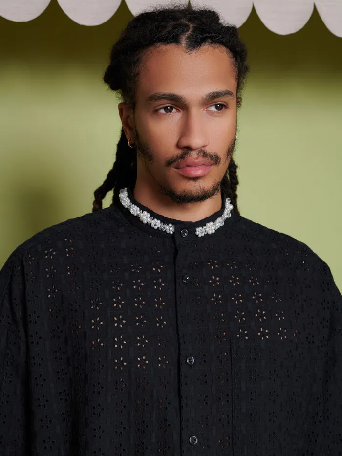 Men Sister Jane Shirts Ferg Pearl Boxy Shirt Coal Black