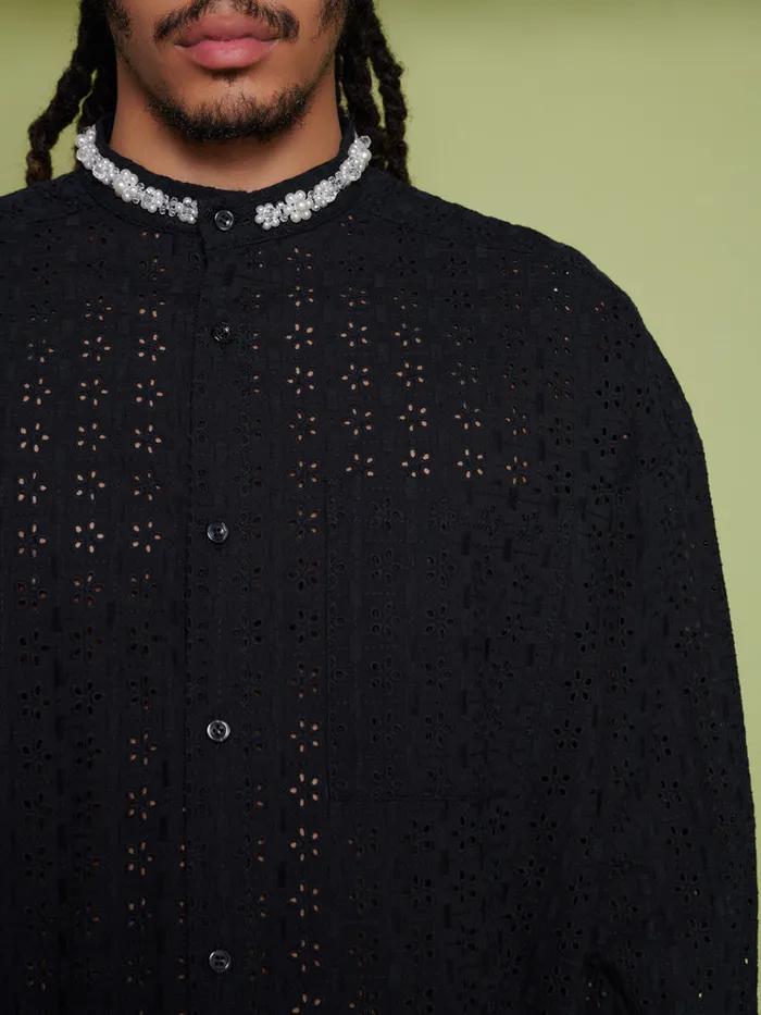 Men Sister Jane Shirts Ferg Pearl Boxy Shirt Coal Black