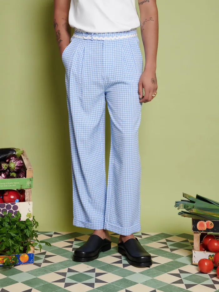 Men Sister Jane Trousers Bruno Gingham Trousers Gingham Blue