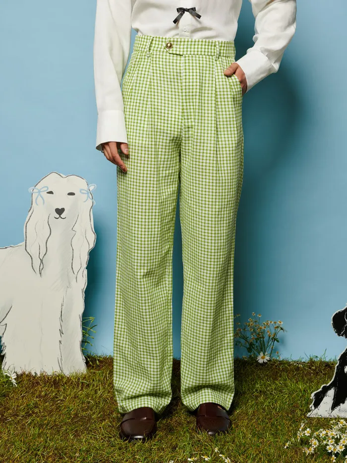 Men Sister Jane Trousers Lionel Gingham Trousers Fern Green