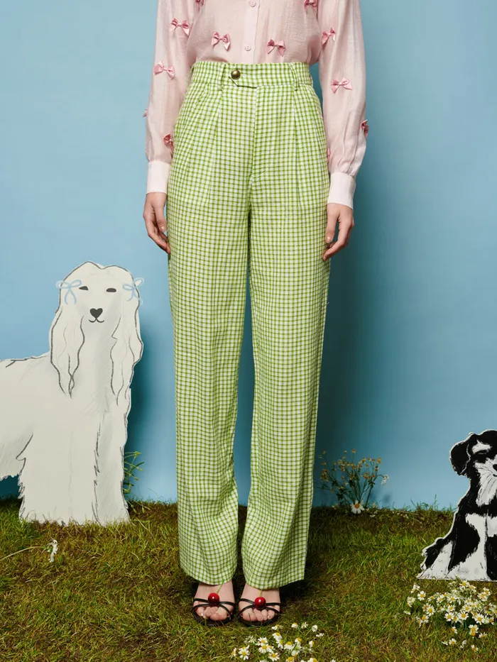 Men Sister Jane Trousers Lionel Gingham Trousers Fern Green