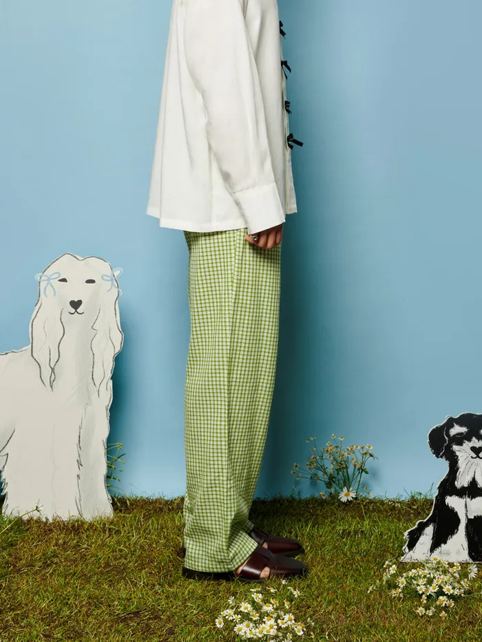 Men Sister Jane Trousers Lionel Gingham Trousers Fern Green