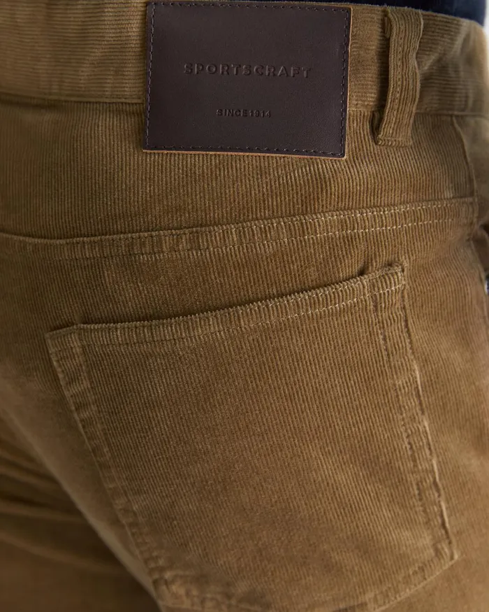 Men Sportscraft Pants Cooper Cord Almond