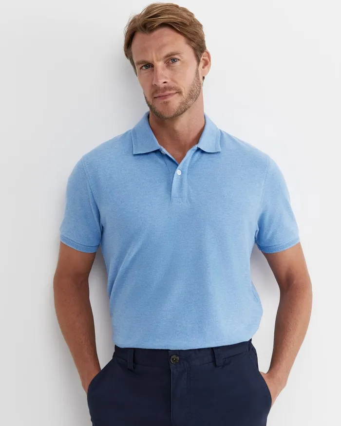Men Sportscraft TShirts and Polos Sc Melange Pique Polo Blue Melange