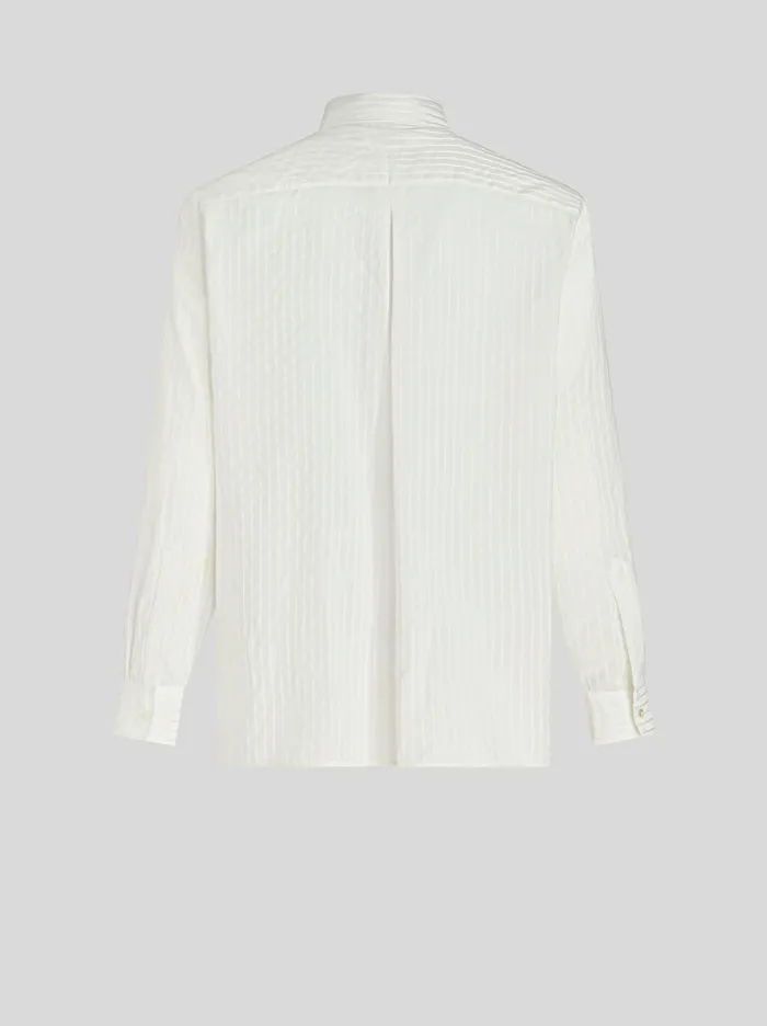 Men Striped Shirt With Floral Embroidery Etro Shirts