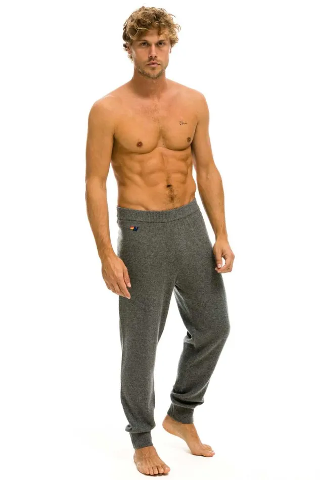 Men Sweatpants Aviator Nation Bolt Cashmere Light Sweater Pant Deep Heather Black Bolt