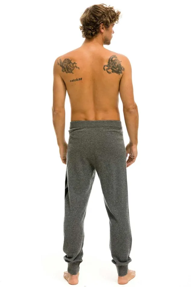 Men Sweatpants Aviator Nation Bolt Cashmere Light Sweater Pant Deep Heather Black Bolt