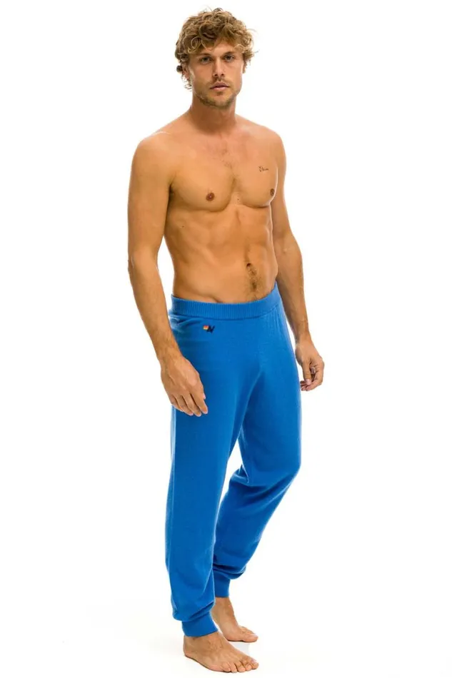 Men Sweatpants Aviator Nation Bolt Cashmere Light Sweater Pant Vintage Blue Gold Bolt