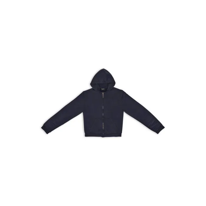Men Sweatshirts and Hoodies Balenciaga Balenciaga Tab Wornout Zipup Hoodie In Black Men Sweatshirts and Hoodies Balenciaga Balenciaga Tab Wornout Zipup Hoodie In Black