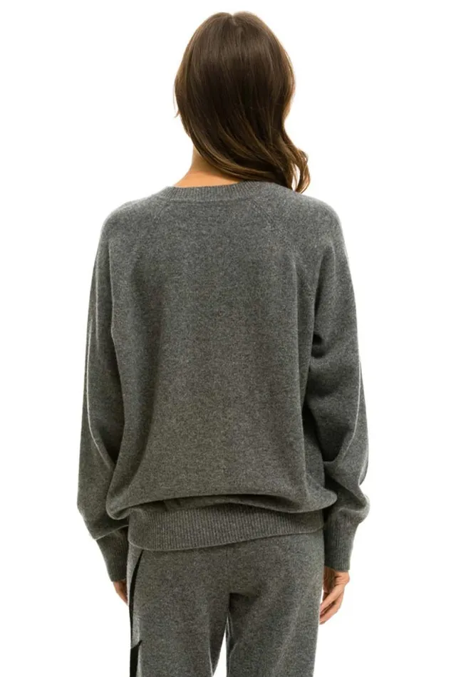 Men Sweatshirts Aviator Nation Unisex Bolt Cashmere Light Sweater 8211 Deep Heather Black Bolt