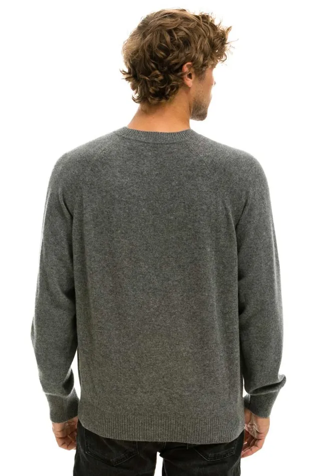 Men Sweatshirts Aviator Nation Unisex Bolt Cashmere Light Sweater 8211 Deep Heather Black Bolt