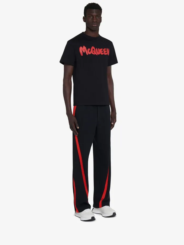 Men TShirts And Sweatshirts Alexander McQueen Mcqueen Graffiti TShirt Blackred
