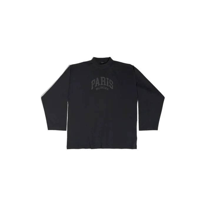 Men Tshirts Balenciaga Cities Paris Long Sleeve Tshirt Oversized In Black