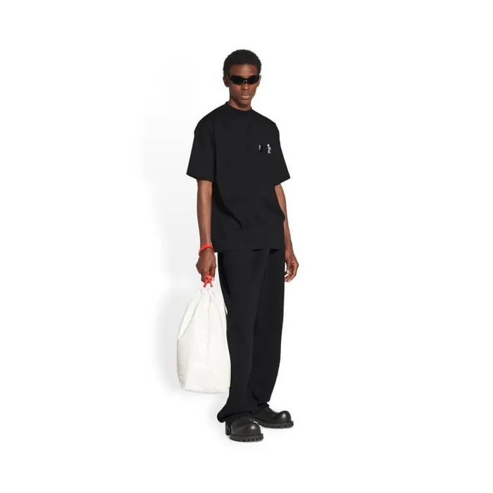 Men Tshirts Balenciaga Gaffer Tshirt Large Fit In Black
