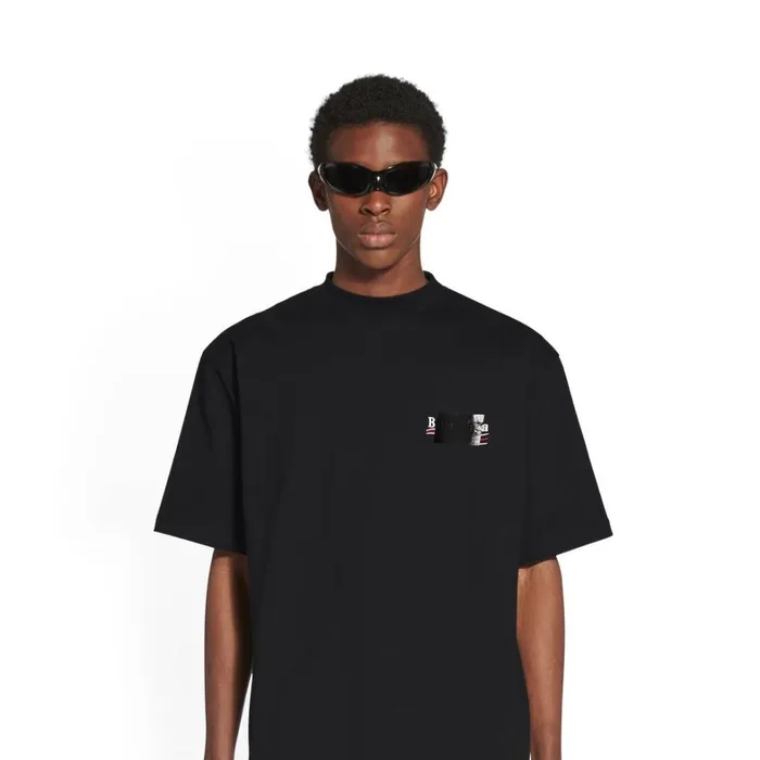 Men Tshirts Balenciaga Gaffer Tshirt Large Fit In Black