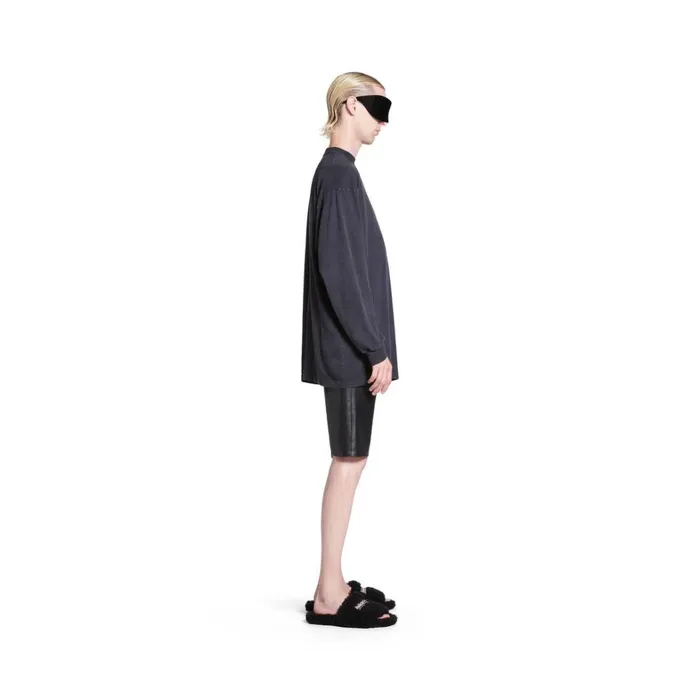 Men Tshirts Balenciaga Outline Long Sleeve Tshirt Oversized In Black Faded