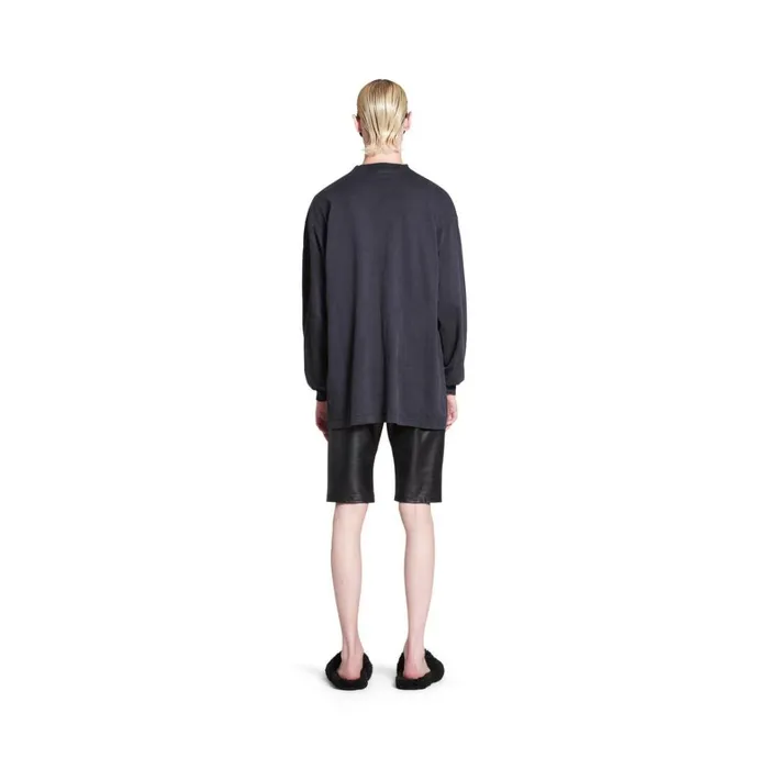 Men Tshirts Balenciaga Outline Long Sleeve Tshirt Oversized In Black Faded