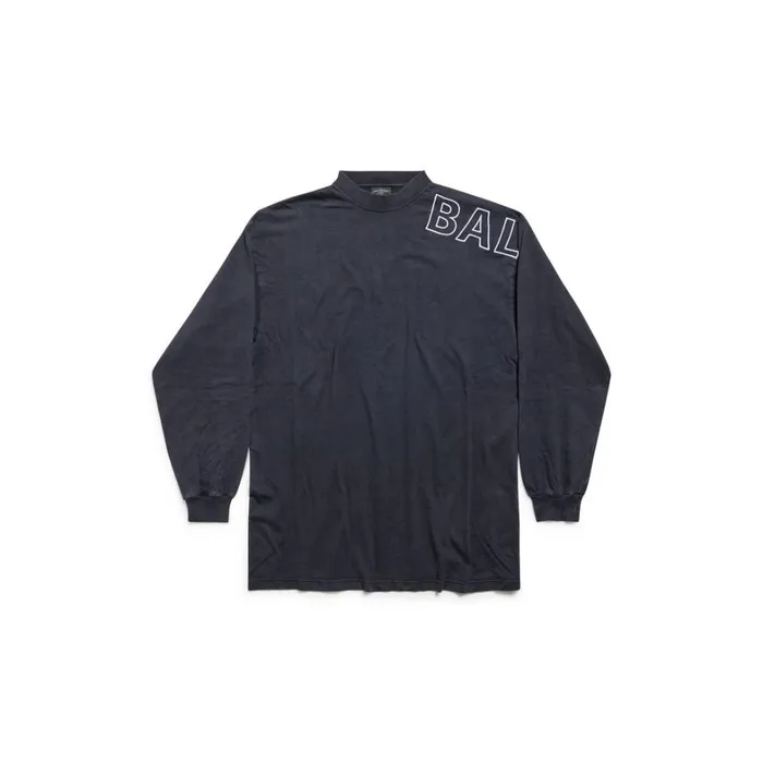 Men Tshirts Balenciaga Outline Long Sleeve Tshirt Oversized In Black Faded