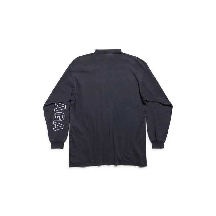 Men Tshirts Balenciaga Outline Long Sleeve Tshirt Oversized In Black Faded