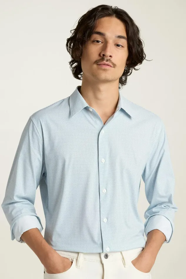 Men Tech Button Down Shirt Blue Micro Tile Geo Bonobos Casual Shirts