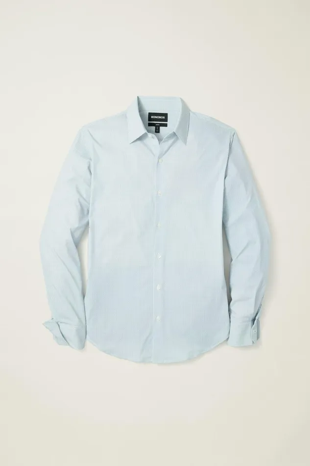 Men Tech Button Down Shirt Blue Micro Tile Geo Bonobos Casual Shirts