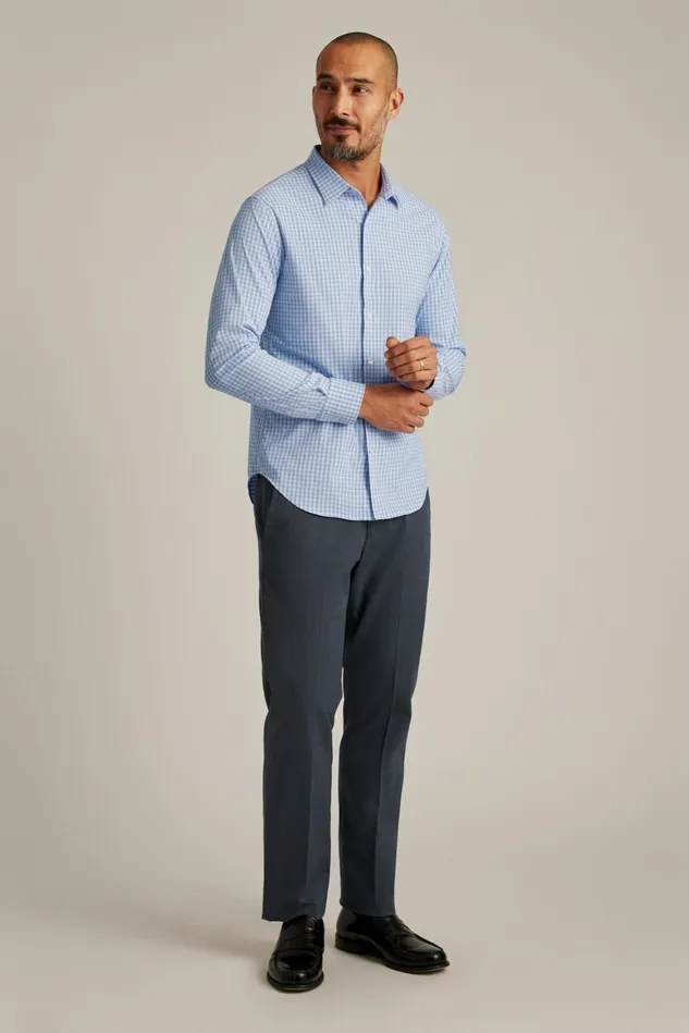 Men Tech Button Down Shirt Sky Blue Antonio Plaid Bonobos Casual Shirts