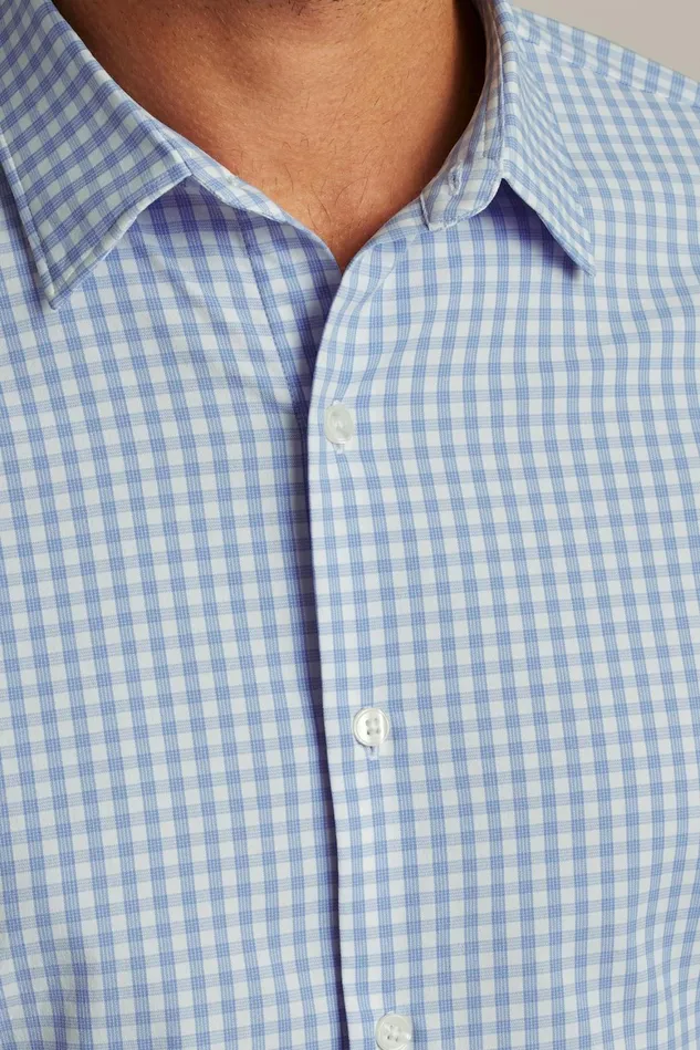 Men Tech Button Down Shirt Sky Blue Antonio Plaid Bonobos Casual Shirts