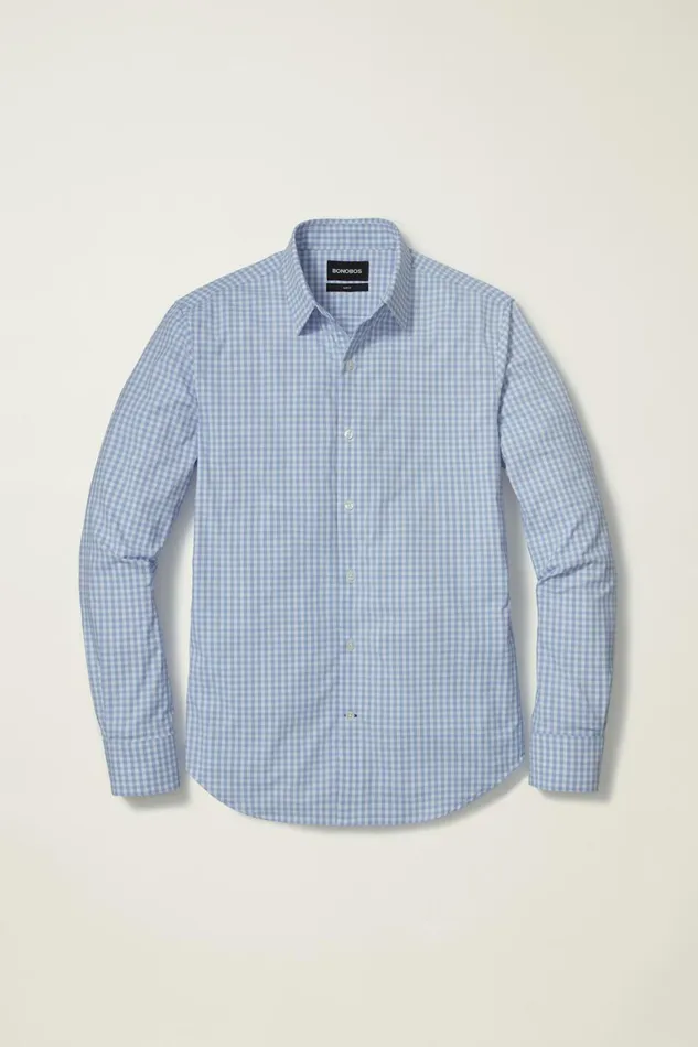 Men Tech Button Down Shirt Sky Blue Antonio Plaid Bonobos Casual Shirts