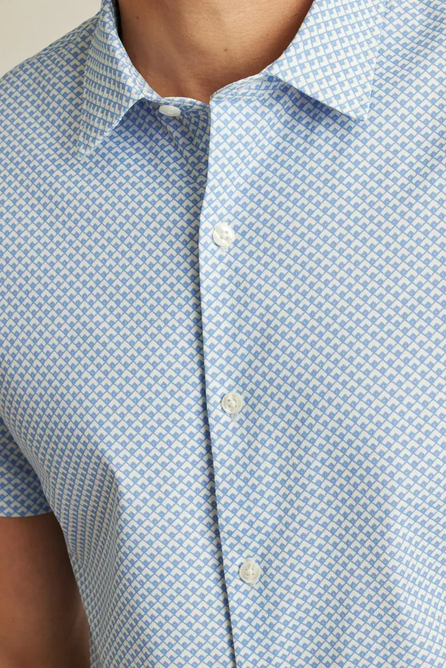 Men Tech Short Sleeve Shirt Muted Cerulean Blue Geo Bonobos Short Sleeve Shirts