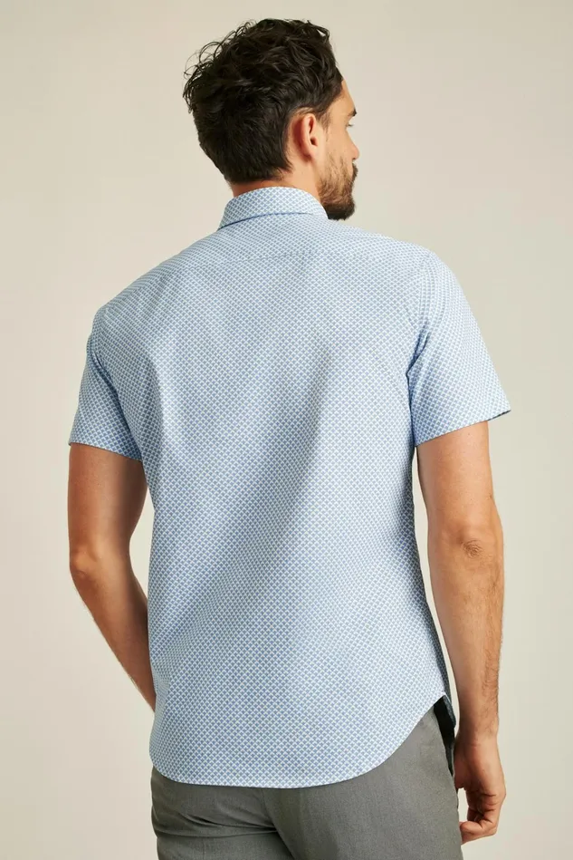 Men Tech Short Sleeve Shirt Muted Cerulean Blue Geo Bonobos Short Sleeve Shirts