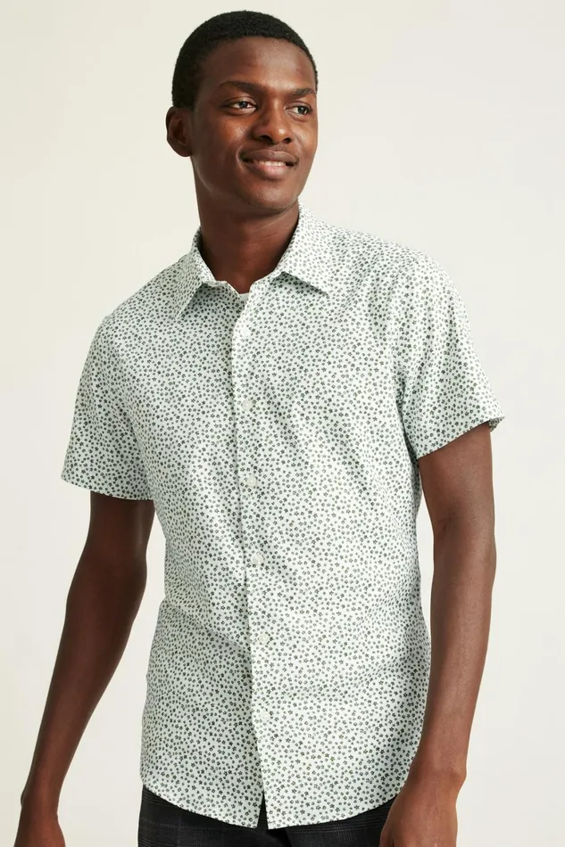Men Tech Short Sleeve Shirt White Petra Floral Bonobos Short Sleeve Shirts