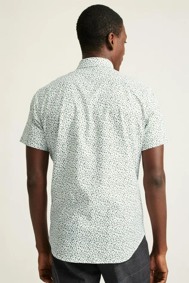 Men Tech Short Sleeve Shirt White Petra Floral Bonobos Short Sleeve Shirts
