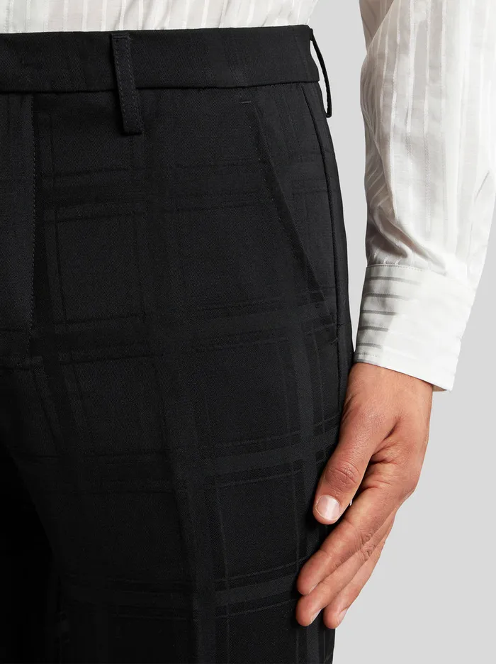 Men Tonal Check Wool Trousers Etro Trousers