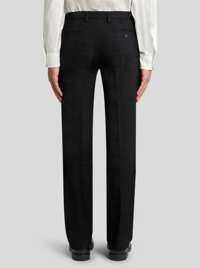 Men Tonal Check Wool Trousers Etro Trousers