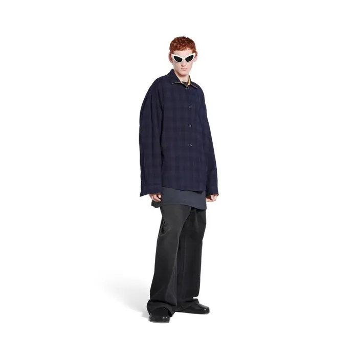 Men Tops and Shirts Balenciaga Balenciaga Reversible Shirt Large Fit In Yellowblue Men Tops and Shirts Balenciaga Balenciaga Reversible Shirt Large Fit In Yellowblue