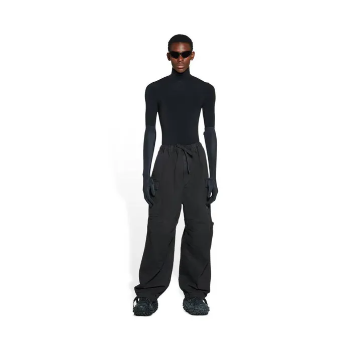 Men Trousers Balenciaga Drawstring Cargo Trousers In Black