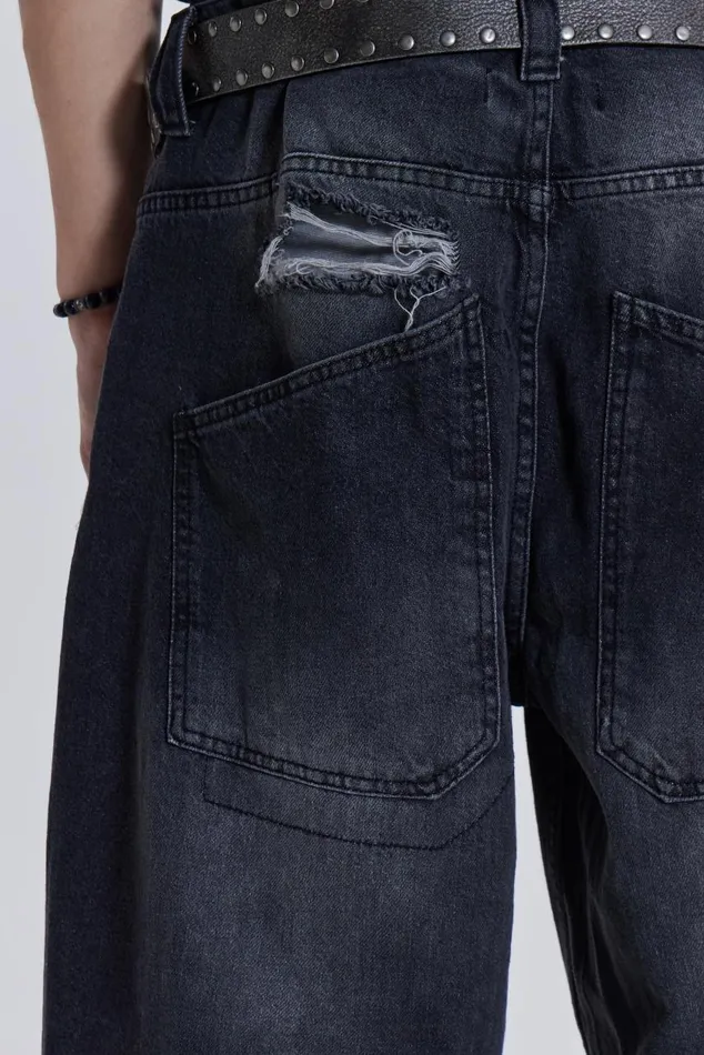 Men Washed Black Busted Colossus Jeans Jaded London Colossus Jeans