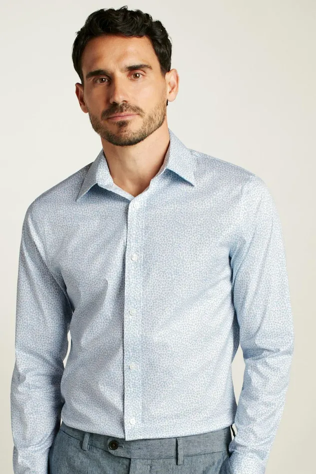 Men Weekday Warrior Dress Shirt Dusty Blue Palmer Floral Bonobos Business Casual Shirts