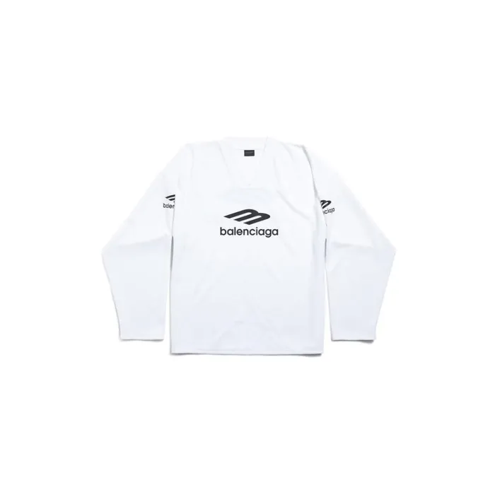 MenWomen Ski Balenciaga Skiwear 8211 3b Sports Icon Ski Long Sleeve Tshirt Large Fit In White