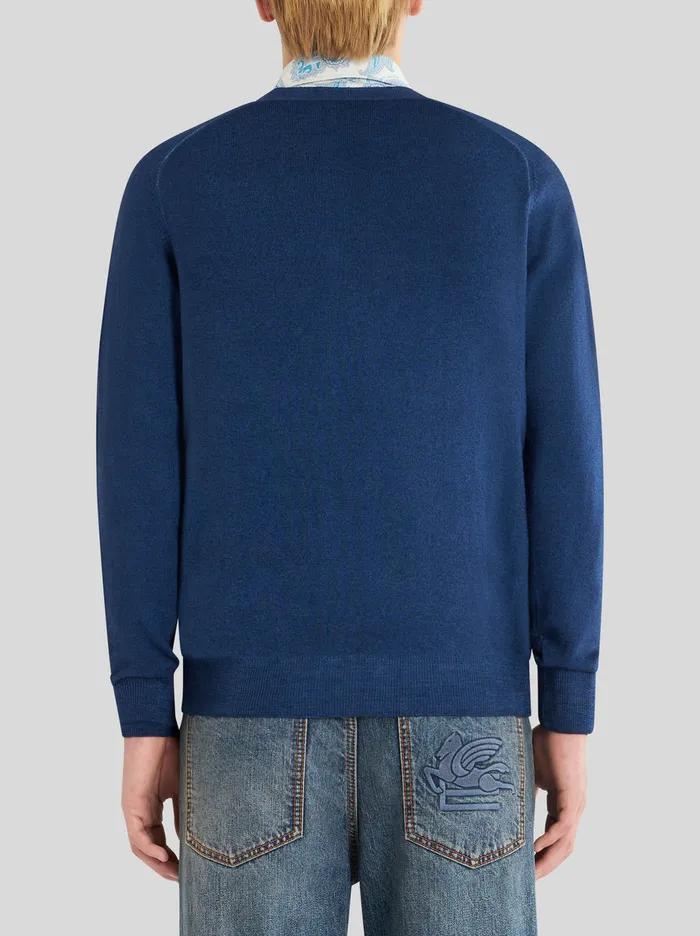 Men Wool Cardigan With Embroidered Pegaso Etro Knitwear