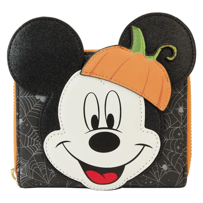 Mickey Mouse Pumpkin Zip Around Wallet Unisex Loungefly Bags and Wallets