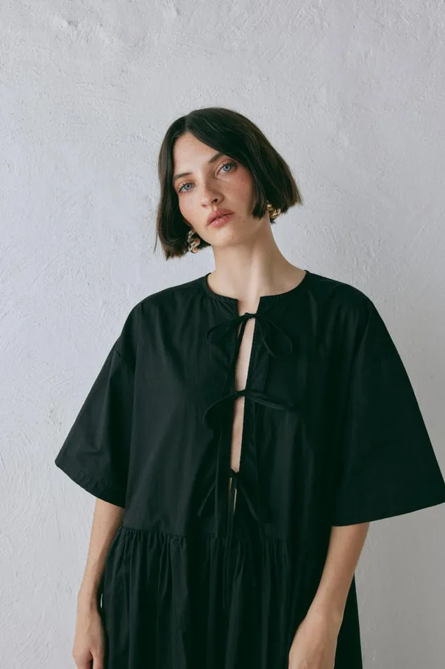 MidiMaxi Dresses Women VRG GRL Naomi Smock Maxi Dress Black MidiMaxi Dresses Women VRG GRL Naomi Smock Maxi Dress Black