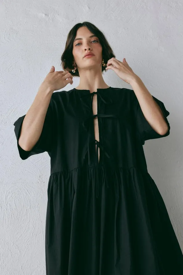 MidiMaxi Dresses Women VRG GRL Naomi Smock Maxi Dress Black MidiMaxi Dresses Women VRG GRL Naomi Smock Maxi Dress Black