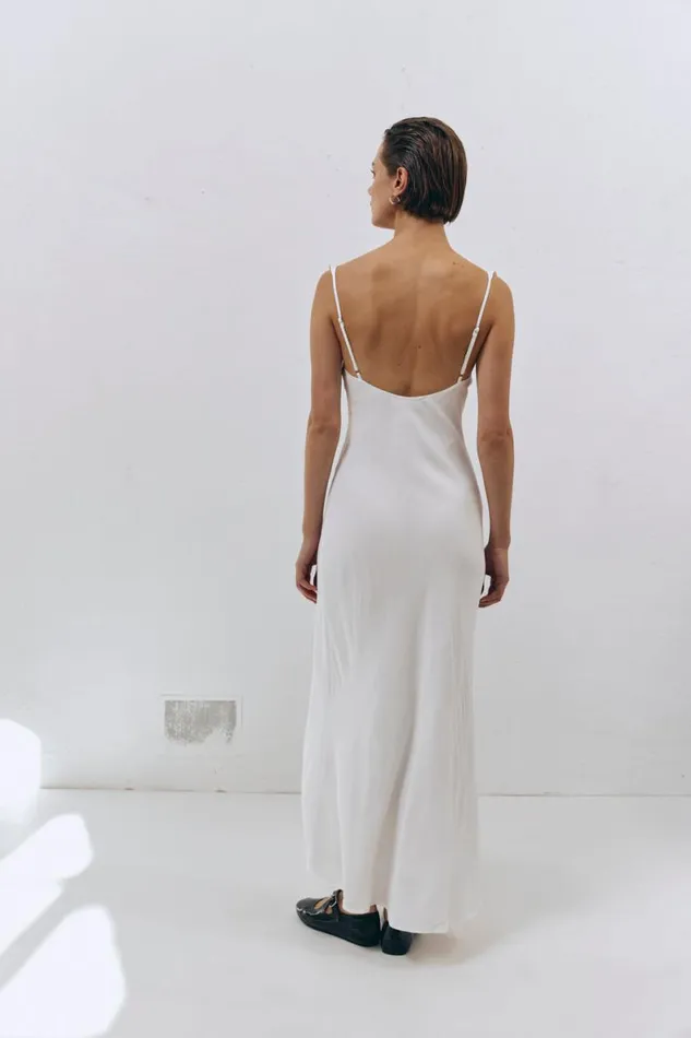 MidiMaxi Dresses Women VRG GRL Rosalia Bias Cut Midi Dress White MidiMaxi Dresses Women VRG GRL Rosalia Bias Cut Midi Dress White