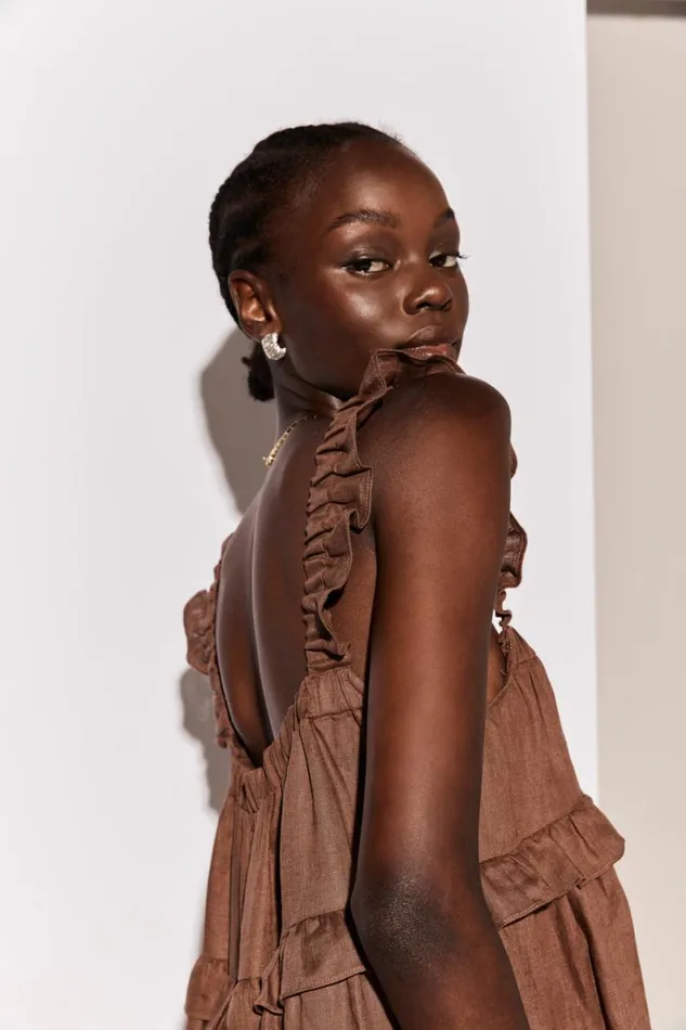 MidiMaxi Dresses Women VRG GRL Rossana Linen Maxi Dress Chocolate MidiMaxi Dresses Women VRG GRL Rossana Linen Maxi Dress Chocolate