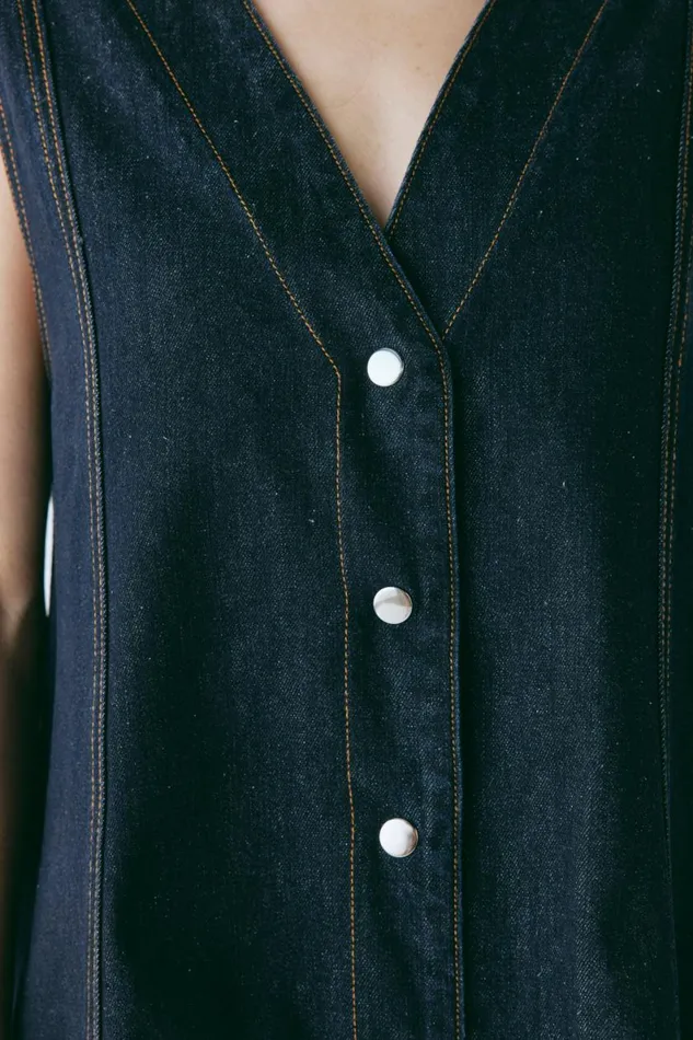 Mini Dresses Women VRG GRL Aston Denim Mini Dress Indigo Mini Dresses Women VRG GRL Aston Denim Mini Dress Indigo