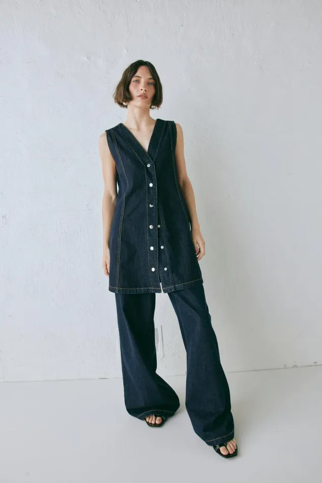 Mini Dresses Women VRG GRL Aston Denim Mini Dress Indigo Mini Dresses Women VRG GRL Aston Denim Mini Dress Indigo