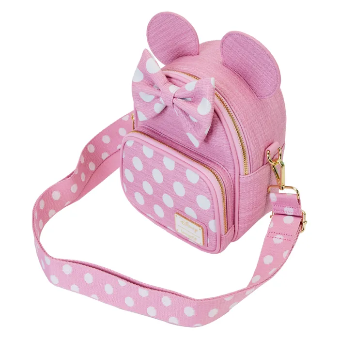 Minnie Mouse Woven Texture Convertible Mini Backpack and Crossbody Bag Unisex Loungefly Bags and Wallets