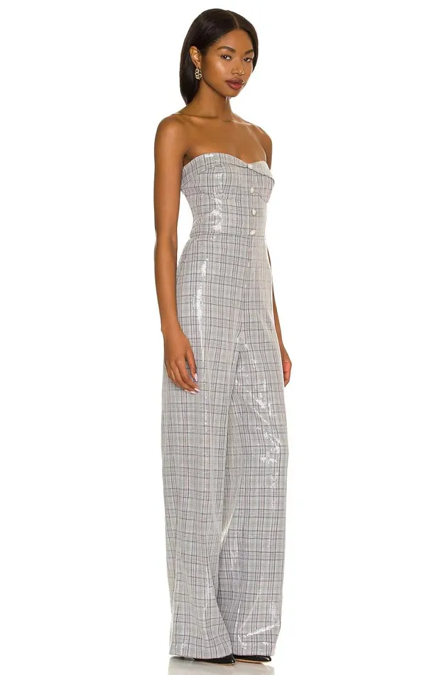 Mischa Jumpsuit Grey Plaid Women Lovers and Friends Jumpsuits