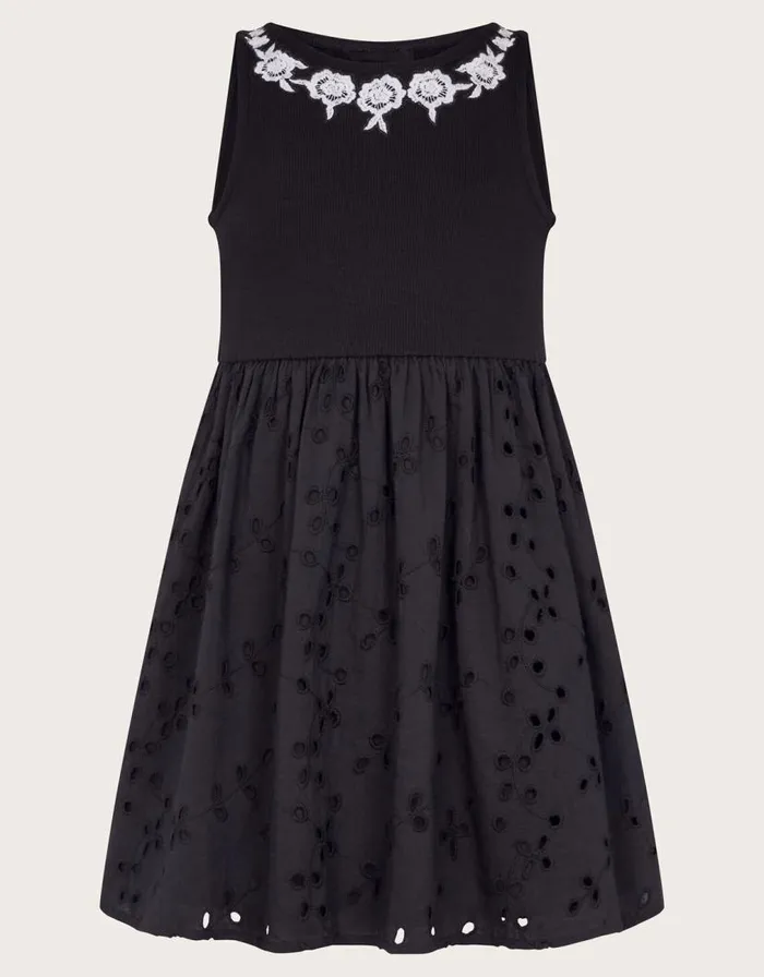 Monsoon 2in1 Broderie Dress Black Children Dresses Monsoon 2in1 Broderie Dress Black Children Dresses
